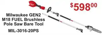 Atlas Tools & Machinery Milwaukee GEN2 M18 FUEL Brushless Pole Saw Bare Tool offer