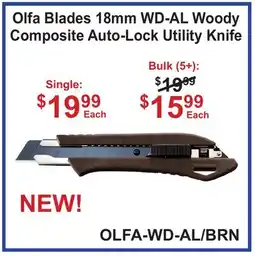 Atlas Tools & Machinery Olfa Blades 18mm WD-AL Woody Composite Auto-Lock Utility Knife offer