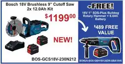 Atlas Tools & Machinery Bosch 18V Brushless 9 CutoffSaw 2x 12.0Ah Kit offer