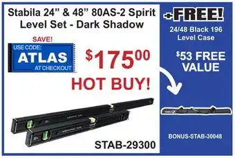 Atlas Tools & Machinery Stabila 24 & 48 80AS-2 Spirit Level Set - Dark Shadow offer