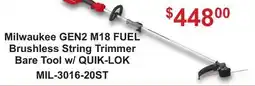 Atlas Tools & Machinery Milwaukee GEN2 M18 FUEL Brushless String Trimmer Bare Tool w/ QUIK-LOK offer