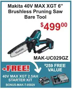 Atlas Tools & Machinery Makita 40V MAX XGT 6 Brushless Pruning Saw Bare Tool offer