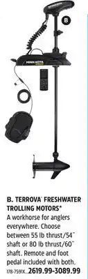 Canadian Tire Minn Kota TERROVA FRESHWATER TROLLING MOTORS offer