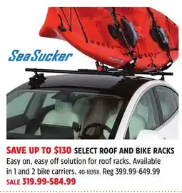 Canadian Tire SeaSucker SELECT ROOF AND BIKE RACKS offer