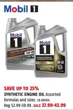 Canadian Tire MOBIL 1 SYNTHETIC ENGINE OIL offer