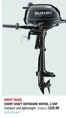 Canadian Tire SHORT SHAFT OUTBOARD MOTOR offer