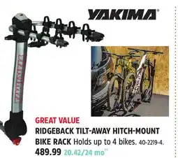 Canadian Tire Yakima RIDGEBACK TILT-AWAY HITCH-MOUNT BIKE RACK offer