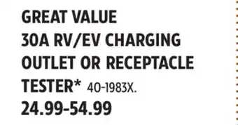 Canadian Tire 30A RV/EV CHARGING OUTLET OR RECEPTACLE TESTER offer