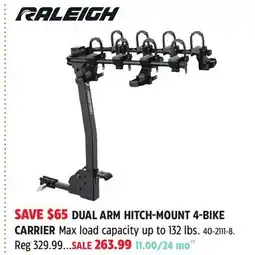 Canadian Tire RALEIGH DUAL ARM HITCH-MOUNT 4-BIKE CARRIER offer