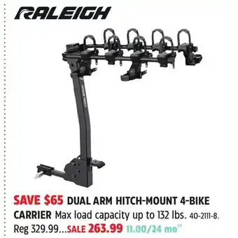 Canadian Tire RALEIGH DUAL ARM HITCH-MOUNT 4-BIKE CARRIER offer