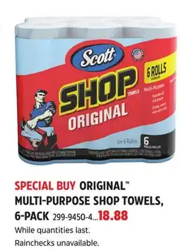 Canadian Tire Scott ORIGINAL MULTI-PURPOSE SHOP TOWELS 6-PACK offer
