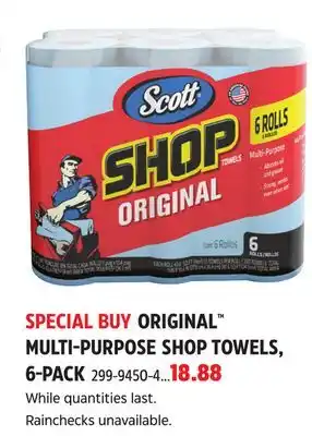 Canadian Tire Scott ORIGINAL MULTI-PURPOSE SHOP TOWELS 6-PACK offer