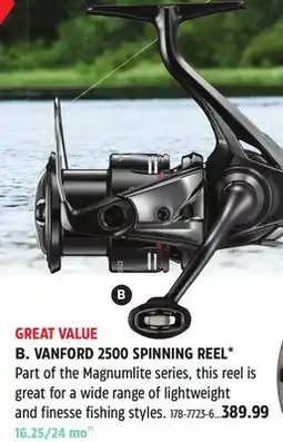 Canadian Tire SHIMANO VANFORD 2500 SPINNING REEL offer