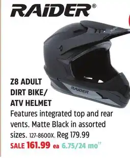 Canadian Tire Raider Z8 ADULT DIRT BIKE/ATV HELMET offer