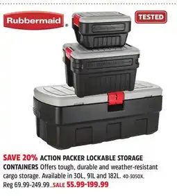 Canadian Tire Rubbermaid ACTION PACKER LOCKABLE STORAGE CONTAINERS offer