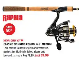 Canadian Tire Rapala CLASSIC SPINNING COMBO, 6´6˝ MEDIUM offer