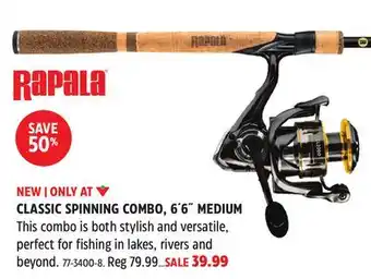 Canadian Tire Rapala CLASSIC SPINNING COMBO, 6´6˝ MEDIUM offer