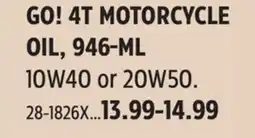 Canadian Tire Castrol GO! 4T MOTORCYCLE OIL, 946-ML offer