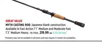 Canadian Tire MYTH CASTING ROD offer