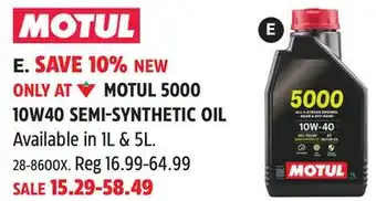 Canadian Tire MOTUL 5000 10W40 SEMI-SYNTHETIC OIL offer
