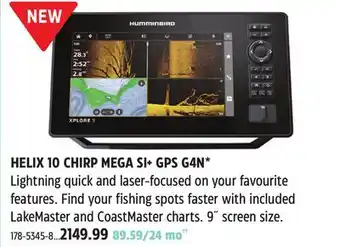 Canadian Tire HUMMINBIRD HELIX 10 CHIRP MEGA SI+ GPS G4N offer