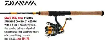 Canadian Tire DAIWA REVROS SPINNING COMBO, 7´ MEDIUM offer