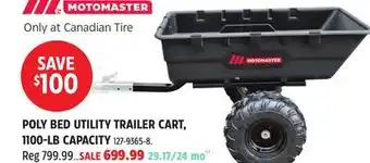 Canadian Tire MotoMaster POLY BED UTILITY TRAILER CART, 1100-LB CAPACITY offer