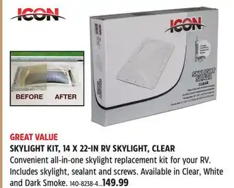 Canadian Tire ICON SKYLIGHT KIT, 14 X 22-IN RV SKYLIGHT offer