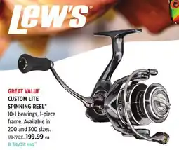 Canadian Tire LEW'S CUSTOM LITE SPINNING REEL offer
