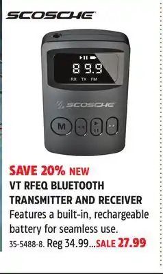 Canadian Tire SCOSCHE VT RFEQ BLUETOOTH TRANSMITTER AND RECEIVER offer