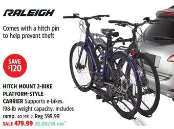 Canadian Tire RALEIGH HITCH MOUNT 2-BIKE PLATFORM-STYLE CARRIER offer