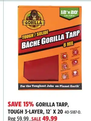 Canadian Tire GORILLA TARP, TOUGH 3 LAYER, 12´ X 20 offer