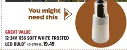Canadian Tire ALPENA 12-24V 1156 SOFT WHITE FROSTED LED BULB offer