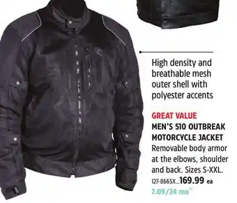 Canadian Tire Fulmer MEN'S 510 OUTBREAK MOTORCYCLE JACKET offer