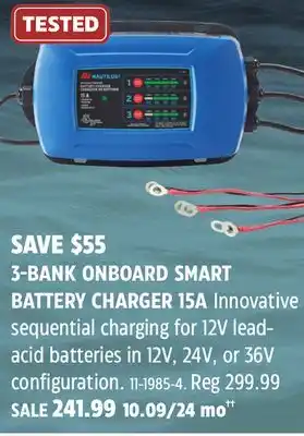 Canadian Tire 3-BANK ONBOARD SMART BATTERY CHARGER 15A offer