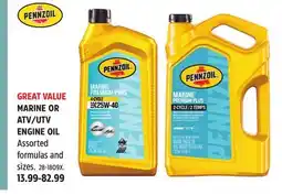 Canadian Tire PENNZOIL MARINE OR ATV/UTV ENGINE OIL offer