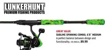 Canadian Tire LUNKERHUNT SUBLIME SPINNING COMBO, 6´8˝ MEDIUM offer