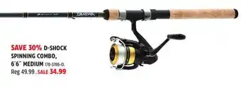 Canadian Tire DAIWA D-SHOCK SPINNING COMBO, 6´6˝ MEDIUM offer