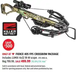 Canadian Tire KILLER INSTINCT FIERCE 405 FPS CROSSBOW PACKAGE offer