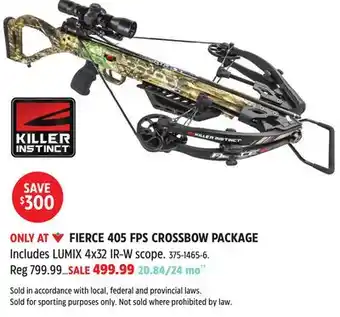 Canadian Tire KILLER INSTINCT FIERCE 405 FPS CROSSBOW PACKAGE offer