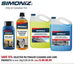 Canadian Tire SIMONIZ SELECTED RV/TRAILER CLEANING AND CARE PRODUCTS offer