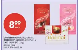 Shoppers Drug Mart LAURA SECORD SPRING MUG GIFT SET, MERCI EUROPEAN CHOCOLATES (250g) or LINDT LINDOR BAG (150g) offer
