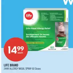 Shoppers Drug Mart LIFE BRAND 24HR ALLERGY NASAL SPRAY 60 Doses offer