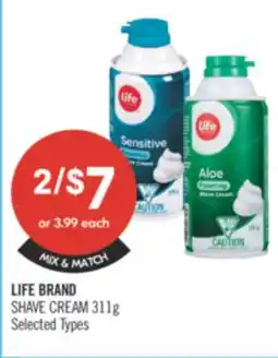 Shoppers Drug Mart LIFE BRAND SHAVE CREAM offer