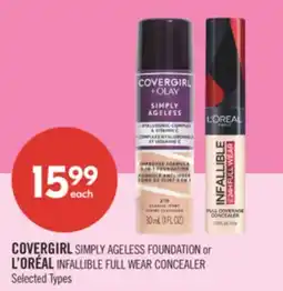 Shoppers Drug Mart COVERGIRL SIMPLY AGELESS FOUNDATION or L'ORÉAL INFALLIBLE FULL WEAR CONCEALER offer