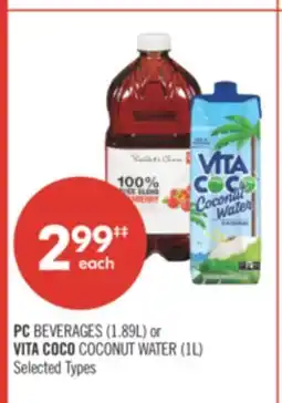 Shoppers Drug Mart PC BEVERAGES (1.89L) or VITA COCO COCONUT WATER (1L) offer