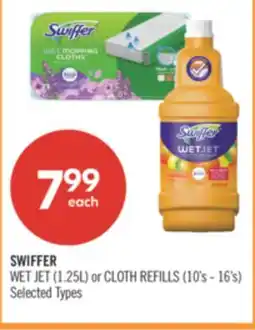 Shoppers Drug Mart SWIFFER WET JET (1.25L) or CLOTH REFILLS (10's - 16's) offer