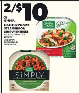 Independent City Market HEALTHY CHOICE STEAMERS OR SIMPLY ENTRÉES, 255-306 G offer