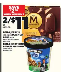 Independent City Market BEN & JERRY'S, 473 ML OU BARRES MAGNUM, 3/4'S offer