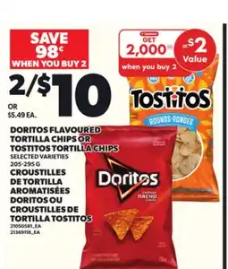 Independent City Market CROUSTILLES DE TORTILLA AROMATISÉES DORITOS OU CROUSTILLES DE TORTILLA TOSTITOS, 205-295 G offer